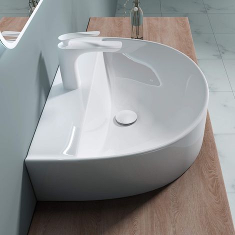 doporro Lavabo da Appoggio 60x45x18cm, Lavandino Bagno in Ceramica Nano Rivestimenti Brüssel896 (1/5)