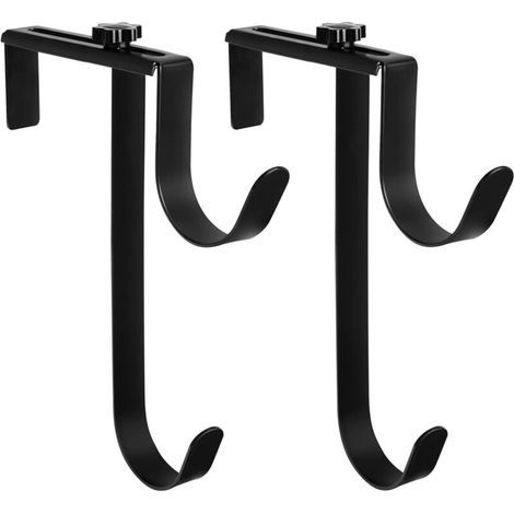 Lot de 2 Crochets Double Piscine Réglable Métal Rustique Noir - Antirouille - Idéal pour Propriétaires Piscine Équipement (1/4)