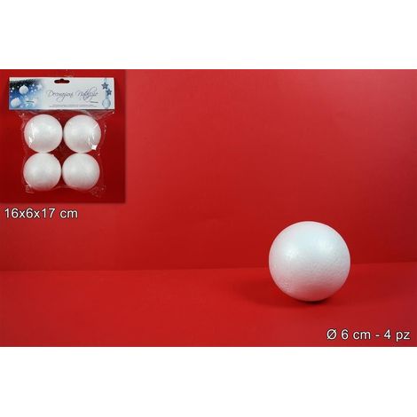 BUSTA 4 PALLINE POLISTIROLO 6CM