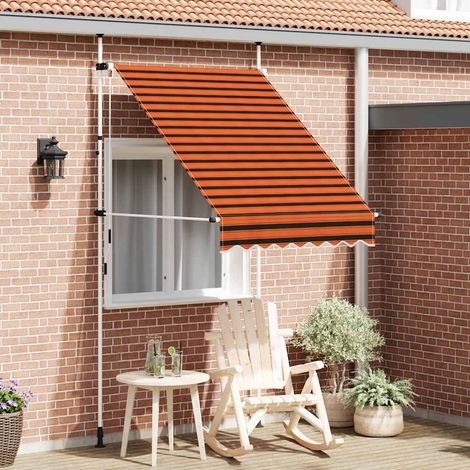 Store banne rétractable, à commande manuelle, 150 cm, orange et marron