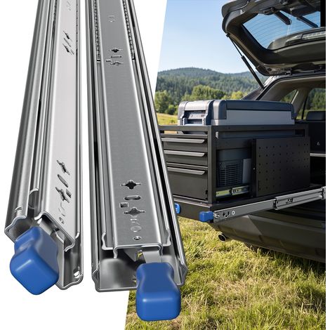 Jiubiaz Juego de 2 Cajón para cargas pesadas de 900 mm, extracción total, bloqueo, ancho 53 mm, carga 93 kg (1/5)