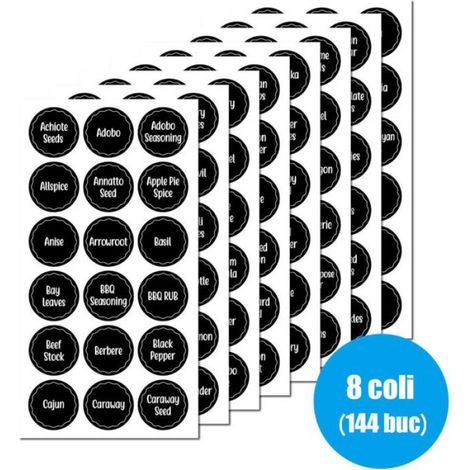 Étiquettes Autocollantes - PVC Imperméable - Pour Pots À Épices Et Bocaux - 13 5x26 7 cm - 144 Pièces (1/5)