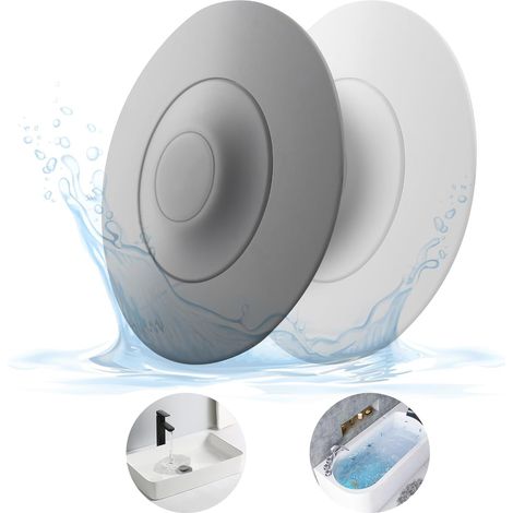 2x Bouchon de vidange,Silicone,Fonction tamis à cheveux,Ventouse forte,Baignoire et lavabo