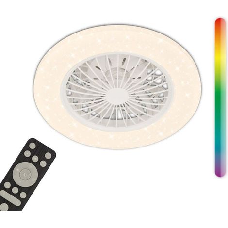 Briloner TUULETIN A Plafonnier ventilateur de plafond, plafonnier, dimmable, télécommande, CCT, RGBIC, blanc, Ø48,5 x 14 cm (1/5)