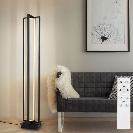 Stehlampe dimmbar Wohnzimmerleuchte mit Fernbedienung LED Lichtsäule CCT-Schaltung, Metall, 1x LED 43W 1500lm 2700-6500K, LxBxH 20x20x123cm (1/5)