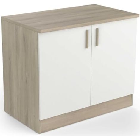 Meuble Bas De Cuisine Modulable 2 Portes - Cuisine Complete "ORIGAN" – Coloris Blanc Mat (1/5)