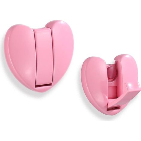 Crochets muraux pliables Hideaway (Coeur x 2Pack, Rose) Space Aluminium Love Heart Shape Heavy Duty Wall Hooks Crochets rétractables pour accrocher manteau, écharpe, chapeau, sac, serviette, clé (1/5)
