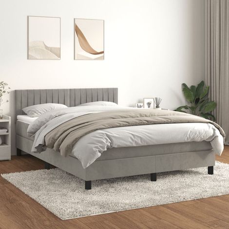 Boxspringbett mit Matratze Hellgrau 140x190 cm Samt