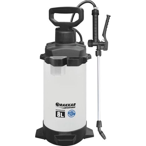 Drakkar Equipement – Pulvérisateur 8L à pression avec lance aluminium et joint viton – Tuyau 2m – Buse réglable pour produits chimiques (1/3)