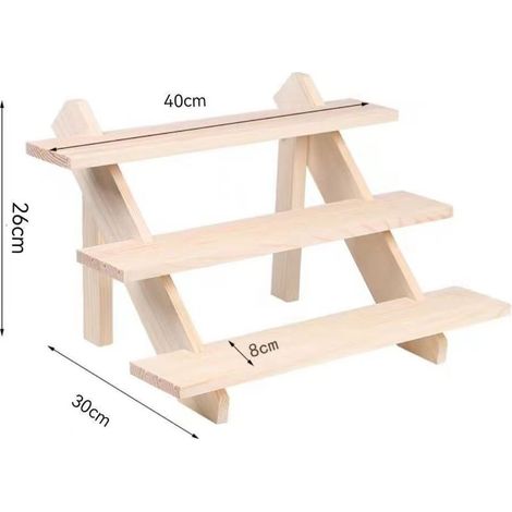 3 Tier Wooden Display Stand Earring Holder and Ring Holder Detachable Unfinished Wood Jewelry Card Display Stand with Groove for Retail Jewelry Display Collections Pop Figures (1/3)