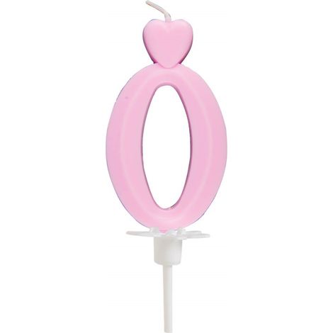 Bougie en forme de cœur numéro 0 rose