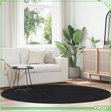 4102918 Tapis shaggy à poils longs NAVARRA noir 200x200 cm polyester (1/5)