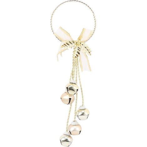Ornements de Noël en forme de cloche, anneau de suspension en fer, pendentif décoratif pour sapin de Noël, accessoires décoratifs pour portes, fenêtres, jardin et cour (doré) (1/5)