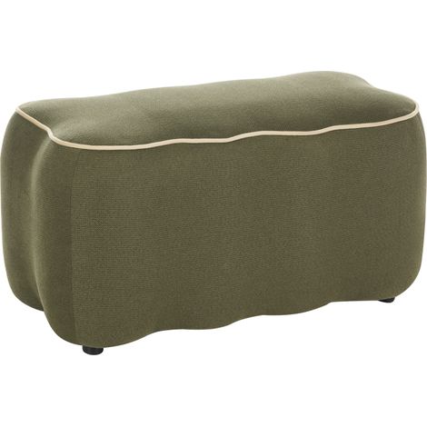Banco tapizado de tela sala de estar dormitorio reposapiés otomana decorativo verde Juno (1/5)