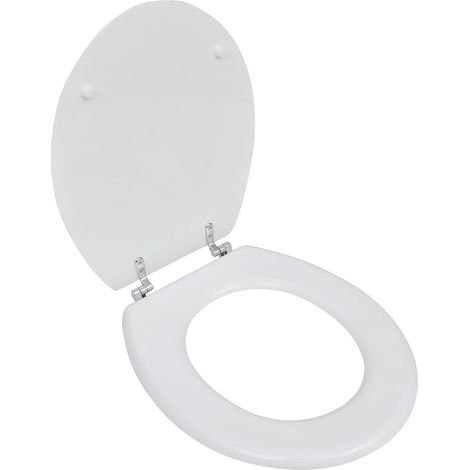 vidaXL Siège de toilette avec Couvercle MDF Design simple Blanc (1/5)