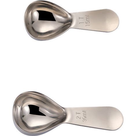 Lot de 2 cuillères doseuses à café en acier inoxydable, capacités 15 ml et 30 ml