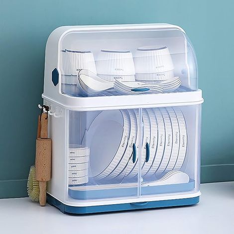 Égouttoir à vaisselle compact, ensemble d'égouttoir à vaisselle en plastique, égouttoir de cuisine avec couvercle, pour un rangement optimal de votre cuisine.-AquaForge (1/5)