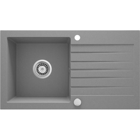 Lavello cucina in granito con 1 vasca e gocciolatoio 76x44 cm grigio metalizzato - Zeno