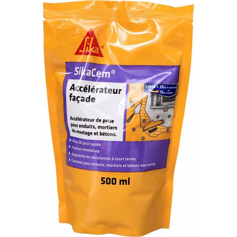 Accélérateur de prise SIKA SikaCem 500ml – Réduit le temps de prise jusqu'à 50% – Pour mortiers et bétons non armés – Protection jusqu'à -5°C (1/3)