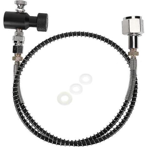 Détendeur CO2 DIN477 36in Flexible Tuyau Acier Électroplaqué Noir avec Valve de Décharge, Kit Adaptateur pour SodaStream ASA (1/5)