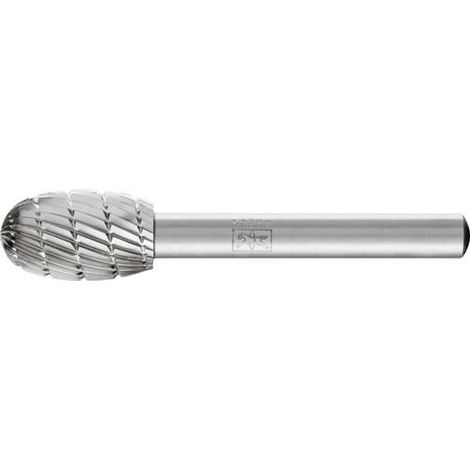 Fraise sur tige de 6 mm, en acier à coupe rapide, forme goutte O, denture 3, Forme : O 1220, Ø de la tête 12 mm, Long. de tête 20 mm, Long. totale : 60 mm (1/4)