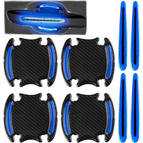 8 pezzi Pellicola adesiva per maniglia della portiera dell'auto, strisce riflettenti Protezione di sicurezza per maniglia della portiera Anti-collisione Universale Auto Antigraffio 3D Fibra di carboni (1/5)