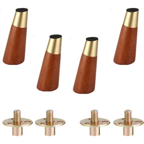 4er-Set Massivholz-Möbelbeine, Ersatzfüße aus Holz für Sofas, konische Küchenfüße, für Couch, Bett, Stuhl, Fernseher, Schrank, Kommode – 12 cm – M8