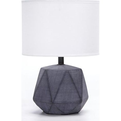Lampe de Table en Céramique, Moderne Lampe de Chevet avec Abat-Jour en Tissu, Douille E14, max.40W, Lampe de Canapé, Veilleuse pour Chambre, Salon, Bureau, Hôtel, Café (sans Ampoule) -H29cm,Gris Foncé (1/5)