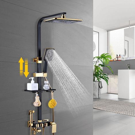 YISSALE - Système de douche Set de douche pluie Set robinetterie de douche thermostatique douchette porte-savon (1/5)