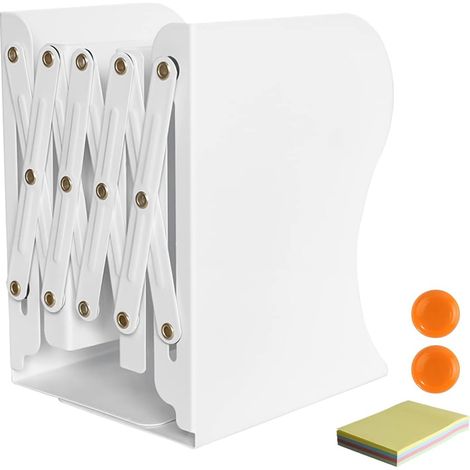 Serre-livres réglables, serre-livres antidérapants et robustes pour étagères, serre-livres en métal blanc, serre-livres décoratifs, accessoires de bureau