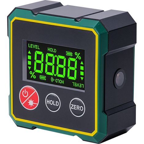 Inclinómetro digital recargable de 4 x 90°, nivel digital magnético de 4 caras de alta precisión ±0,2°, transportador de ángulos digital con pantalla LCD, IP54 (1/5)