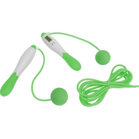 Corde à sauter sans fil avec compteur, 4 modes réglables, câble en acier, équipement de fitness pour l'exercice, verte (1/5)
