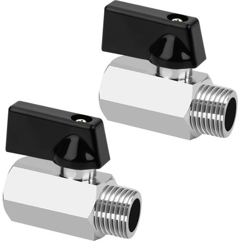 Valvola a sfera in ottone, 2 pezzi, valvola a sfera per compressore d'aria 1/2" femmina x 1/2" maschio, valvola di intercettazione per gas, acqua, olio (1/5)