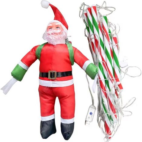 Guirnalda de luces LED con forma de escalera de Papá Noel，Luces navideñas LED de 3 metros con temporizador，función de memoria，8 modos