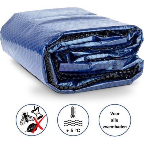 - Couverture solaire pour piscine - Bâche de piscine - ø305 cm - Noir/Bleu - Ronde - 200 microns - Couverture multifonctionnelle - Pour toutes piscines (1/5)
