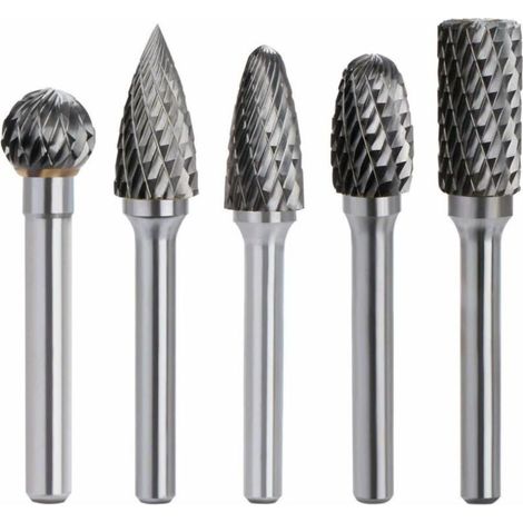 SABIR 5 pièces carbure de tungstène fraise rotative double coupe tige 6mm tête 10mm outil perceuse ponceuse (1/5)