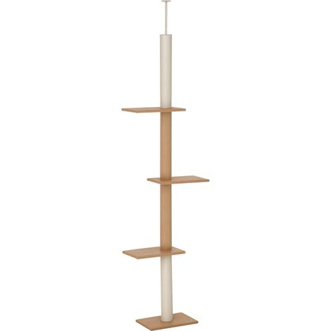 Arbre à chat plafond hauteur 228-260 cm, griffoir multi-étagères avec plateformes, arbre d'escalade pour chats petits et grands, kaki (1/5)