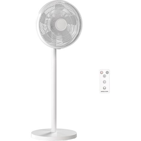 Ventilateur sur pied, ventilateur silencieux avec oscillation à 80°, hauteur réglables, 4 vitesses, minuterie 10H, blanc
