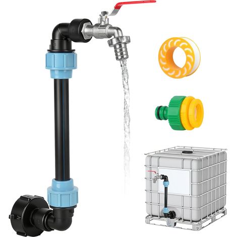 IBC col de cygne 3/4", Kit de Raccordement IBC, S60 x 6 Kit Raccordement Cuve Eau de Pluie IBC, Robinet Cuve pour réservoir d'eau 1000L, conteneur IBC, baril de pluie