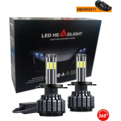 Set 360° COB-LED-Lampen H11/H8/H9 12 V 80 W 16000 lm für Scheinwerfer, CAN-Bus-kompatibel (keine Fehlermeldungen)