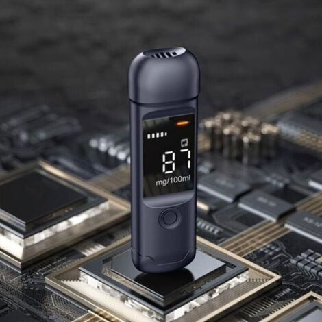 Éthylotest portable, éthylotest à affichage numérique LED tricolore avec batterie rechargeable et détection automatique. (1/4)