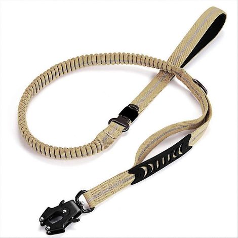 Renforcé Tactical Elastic chien laisse No-Pull chien laisse Khaki (1/5)