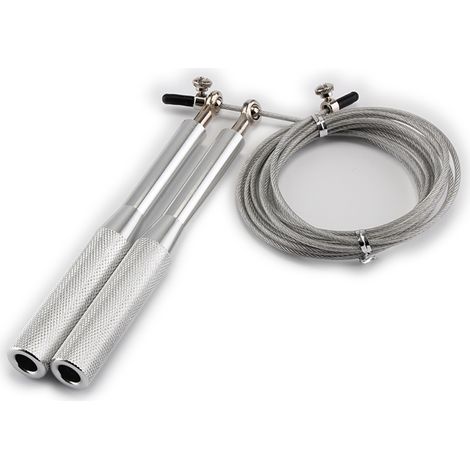Corde à Sauter - Poignées en Aluminium - Câble Réglable en Acier Gainé Silicone - Pour HIIT, Vitesse et Figures - 1 Pièce (1/5)