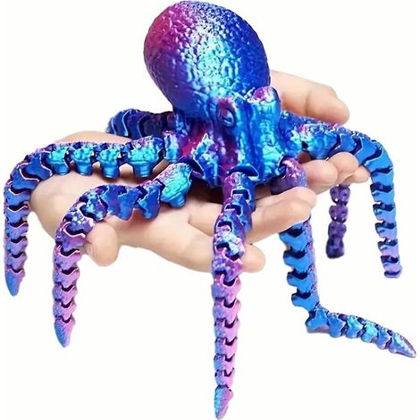 Figurine décorative pieuvre imprimée en 3D, accessoire de décoration pour aquarium, articulation mobile, cadeau pour enfants, violet éclatant (1/5)
