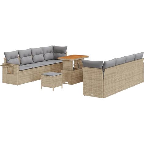 Maison Exclusive - Conjunto de sofá de jardín Beige y Gris Claro (1/5)
