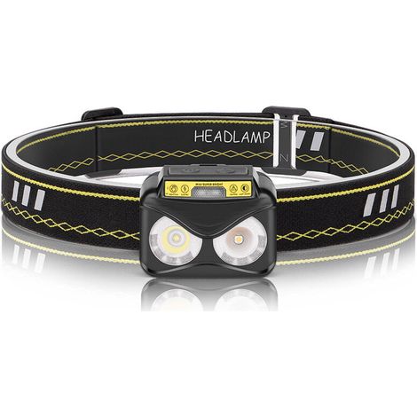 Lampe Frontale,Torche Frontale Led Rechargeable Puissante IPX5 Imperméable Lumineux Capteur De Mouvement pour Pêche