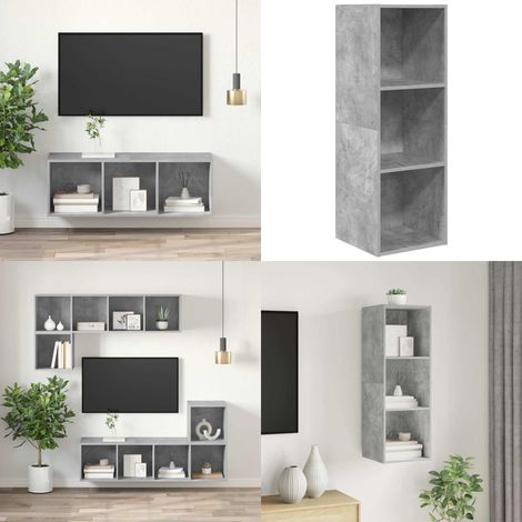 TV-Wandschrank Betongrau 37x37x107 cm Holzwerkstoff - Wandhalterung - Holzwerkstoff (1/5)