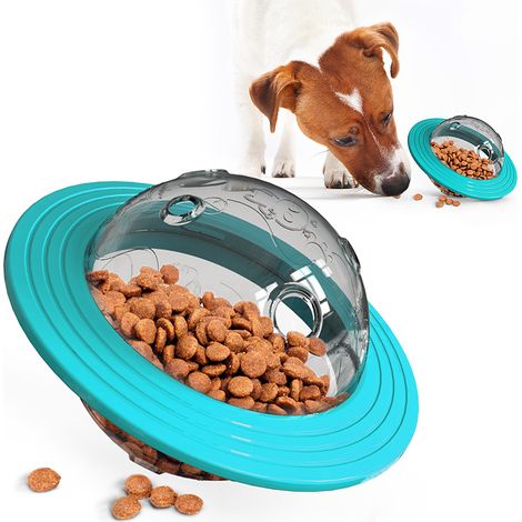 Disque volant distributeur de friandises en plastique pour chien, à mâcher, résistant, bleu. (1/5)