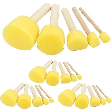 20 pièces pinceau éponge en mousse pour peindre la poterie artisanale (jaune)