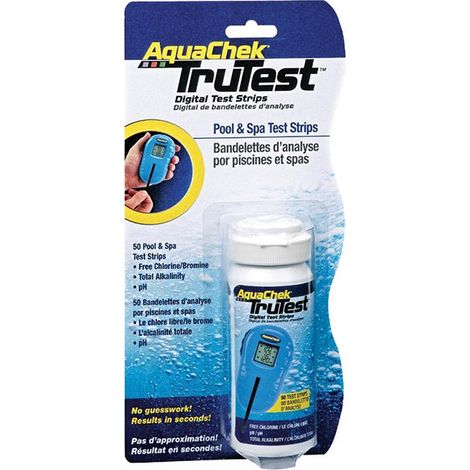 Recharge de 50 bandelettes d'analyse pour lecteur digital Aquachek TruTest – Tests de pH, chlore et alcalinité – Pour piscine et spa